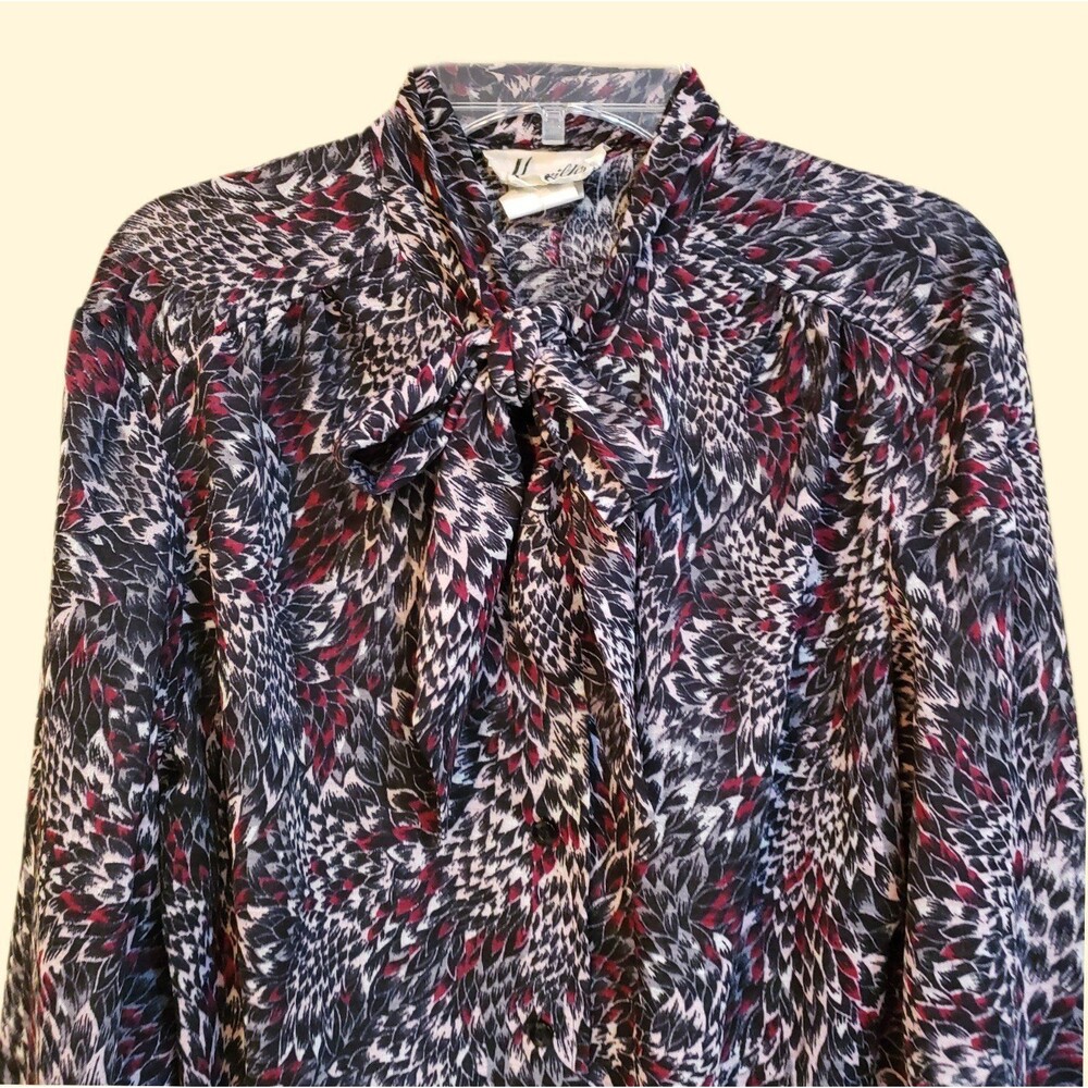 70s Indie Sleaze Black Red Bow Blouse